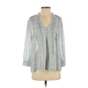 Kenar Women’s Sheer Peasant Baby Doll Flowy Button Down 3/4 Sleeve Blouse Small